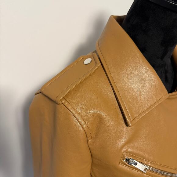 NWT Lane Bryant Brown Sugar Asymetrical Zip Faux Leather Moto Jacket 14/16 - Picture 7 of 14